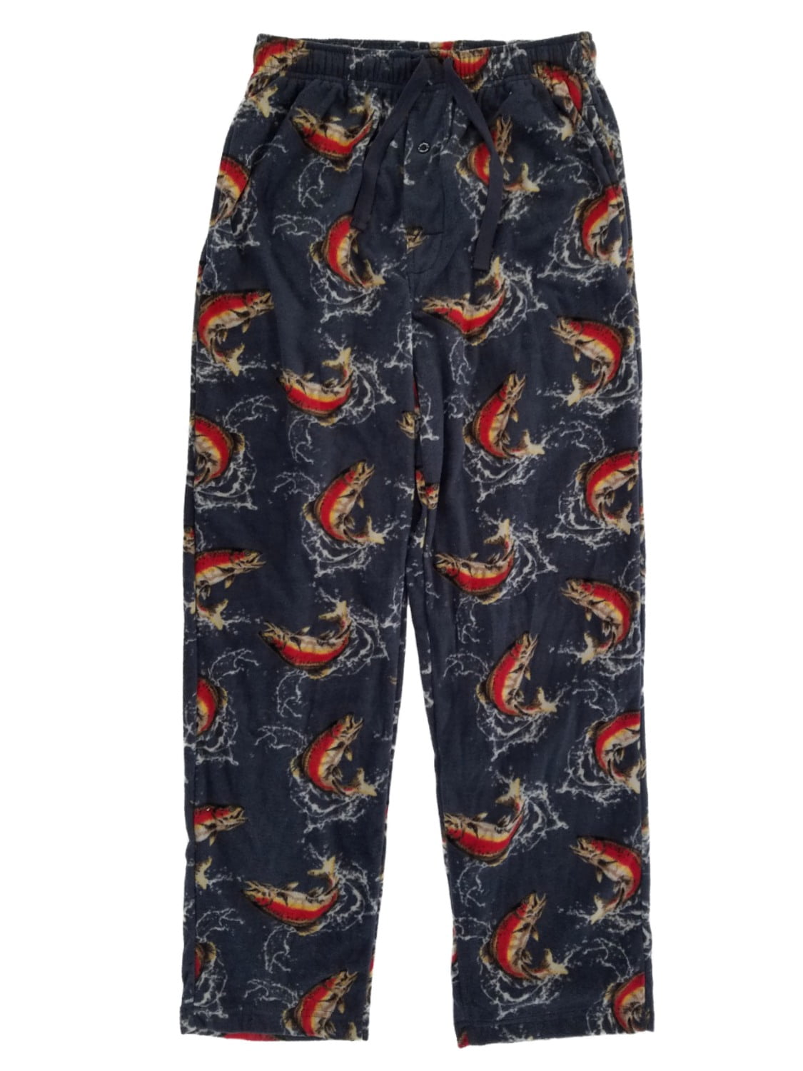 Michael Morgan - Mens Gray Salmon Fishing Fleece Sleep Pants Pajama