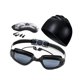 thumbnail image 4 of Juego de 5 gafas y gorro de natación con pinza nasal y tapones para los oídos. Gafas de natación profesionales para piscina, buceo deportes acuáticos. Negro B, 4 of 8