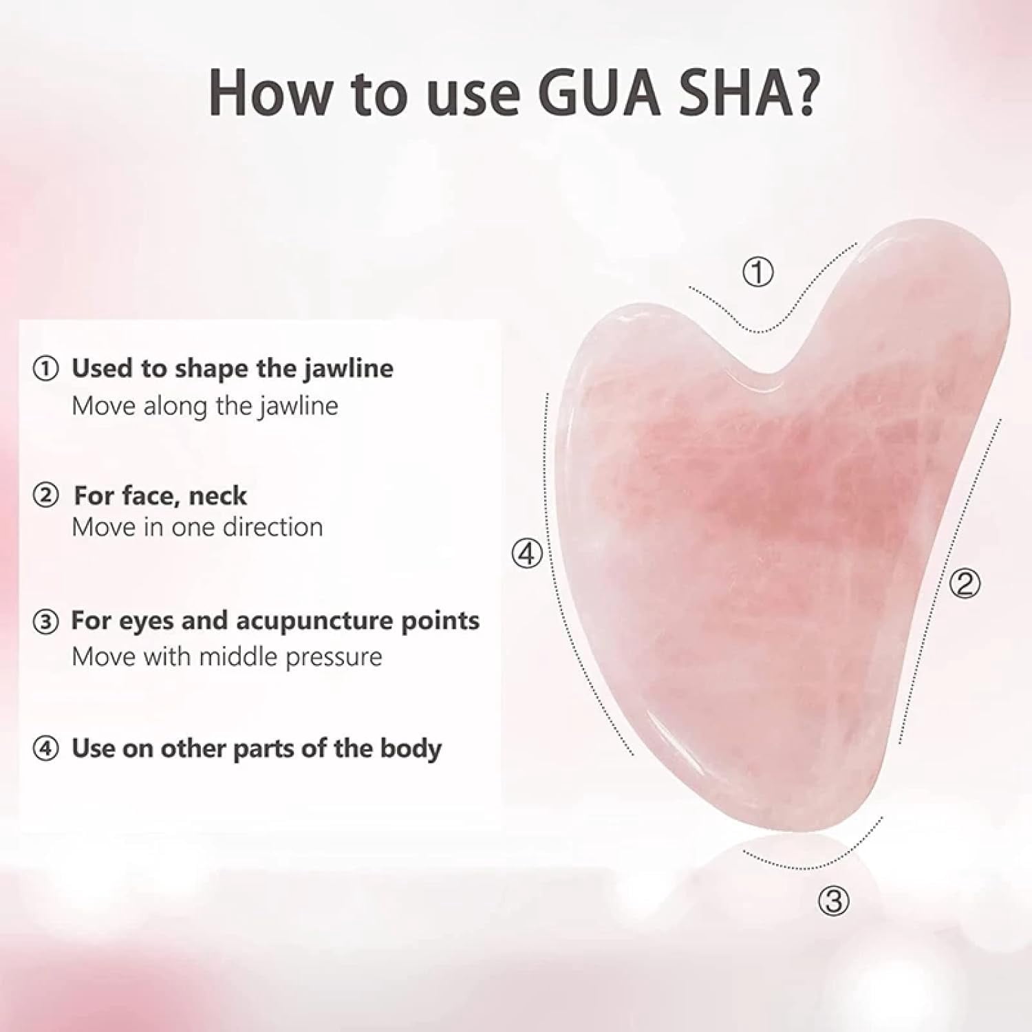 Rose Quartz Face Roller And Gua Sha Set Natural Jade Gouache Scraper Gua Sha Massage Quartz Roller Facial Lifting Massage Tool,type 16
