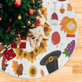 thumbnail image 5 of FMSHPON Thanksgiving Day Harvest Festival Delicious Turkey Pie Vegetables Fruits Pumpkin Pilgrim Hat Autumn Xmas Christmas Tree Skirt Stand Mat for Holiday Party Decoration Indoor Outdoor 48 inches, 5 of 6