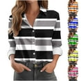 thumbnail image 2 of Utoimkio Striped Button Down Shirts for Women Long Sleeve Regular Fit Stretch Work Blouses Tops for Women, 2 of 4