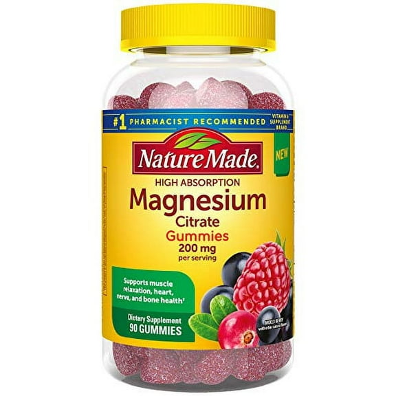 Nature Made High Absorption Magnesium Citrate 200mg Gummies to Support Muscle Relaxation 90 Count