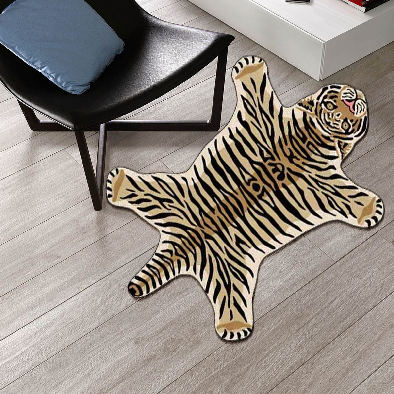 Camnix Tiger Shaped Rug Bath Mat Tiger Bathroom Rug Non-Slip Door Mat Animals Printed Area Rug Carpet Small Home Decor Mat Playmat Bathroom Shower Rugs, 35.4x23.6inch