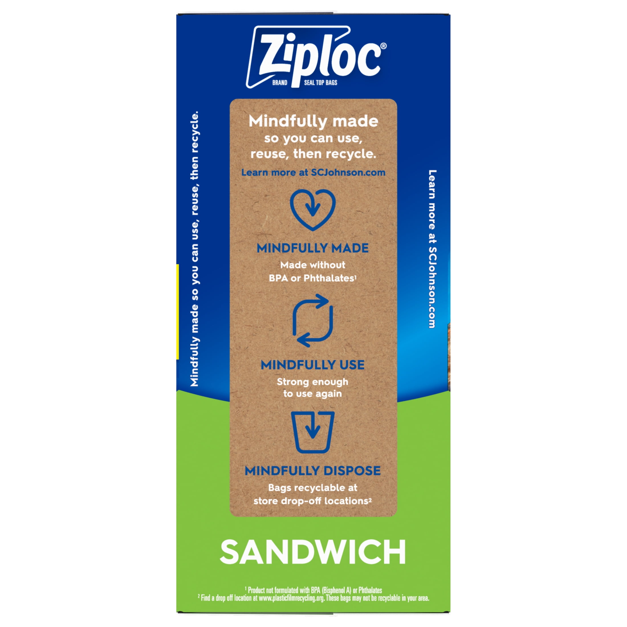 Ziploc® BPA-Free Sandwich Storage Bags with EasyGuide™ Seal