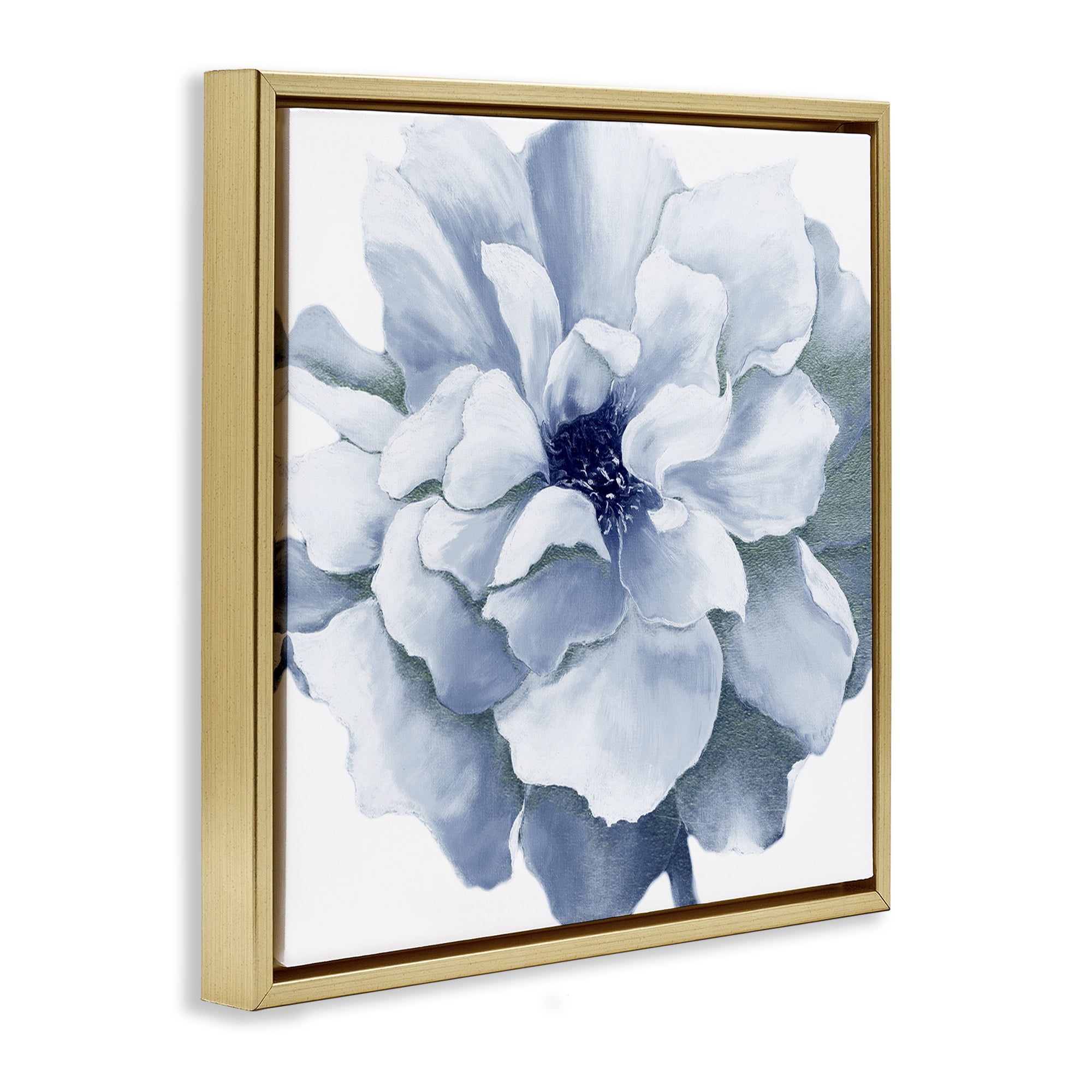 Stupell Industries Blue Radiant Bloom Botanical & Floral Painting Gold Floater Framed Art Print Wall Art, 25 x 25