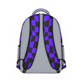 thumbnail image 3 of Purple and Black Wavy Checkered Pattern Backpack for School, Cute School Bag with Adjustable Shoulder Straps and Padded Back, 15.3"x11"x6.7", 3 of 5