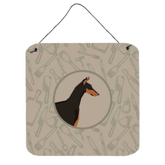 Doberman Pinscher In the Kitchen Wall or Door Hanging Prints