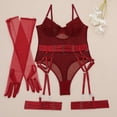 thumbnail image 3 of Mono moldeador de cuerpo de malla sexy para mujer, estilo europeo y americano, con guantes, cinturón, liga, hebilla, archivo abierto, hebilla oculta, 3 of 3