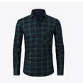thumbnail image 4 of QHRMKOG Flannel Jacket for Men Loose Fit Full Length Sleeve Button Down Shirt Jacket Warm Jackets Winter Casual Coats Green S, 4 of 5
