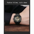 thumbnail image 3 of EXPLOJOY Men's Skeleton Square Mechanical Watch – Waterproof Automatic Timepiece with Mesh Strap & Fashion Design, 3 of 9