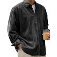 thumbnail image 7 of 2026 Men's Casual Loose Solid Color Corduroy Lapel Shirt Jacket, 7 of 7