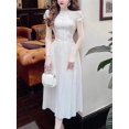 thumbnail image 1 of AELESEEN Women Spring Summer White Dress Runway Fashion Sleeveless Flower Embroidery Button Elegant Long Party VacationS Gao Jinjia LED, 1 of 2