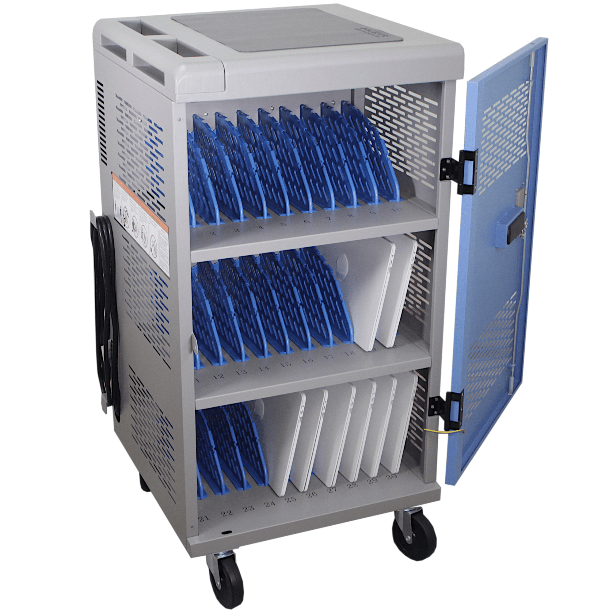 POCHAR Fully Assembled Charging Cart 30 Device Laptop Tablet AC