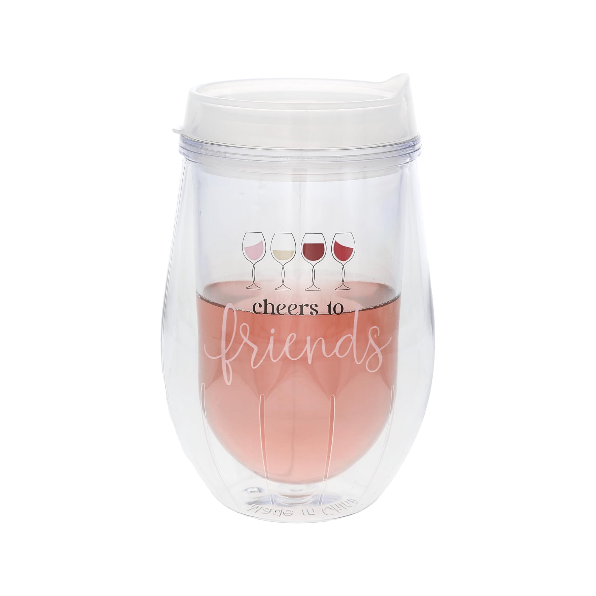 Pavilion Gift Company- Cheers to Friends - 10 oz Tumbler Wine Glass Wine Lover Enthusiast Best Friend Bestie Gift Bachelorette Party Vineyard