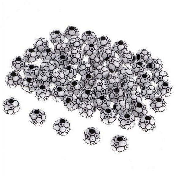 HOMYL 2x60pcs Soccer Ball Beads Glass Seed Beads for DIY Jewelry Making Black White 2 Pcs