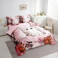 thumbnail image 3 of Manfei Kawaii Pink Ghost Bedding Comforter Set 7pcs for Kid, Halloween Pumpkin Bat Queen Bedding Sets, Cute Cartoon Reversible Queen Sheet Sets, Ultra Soft Home Decor, 3 of 7