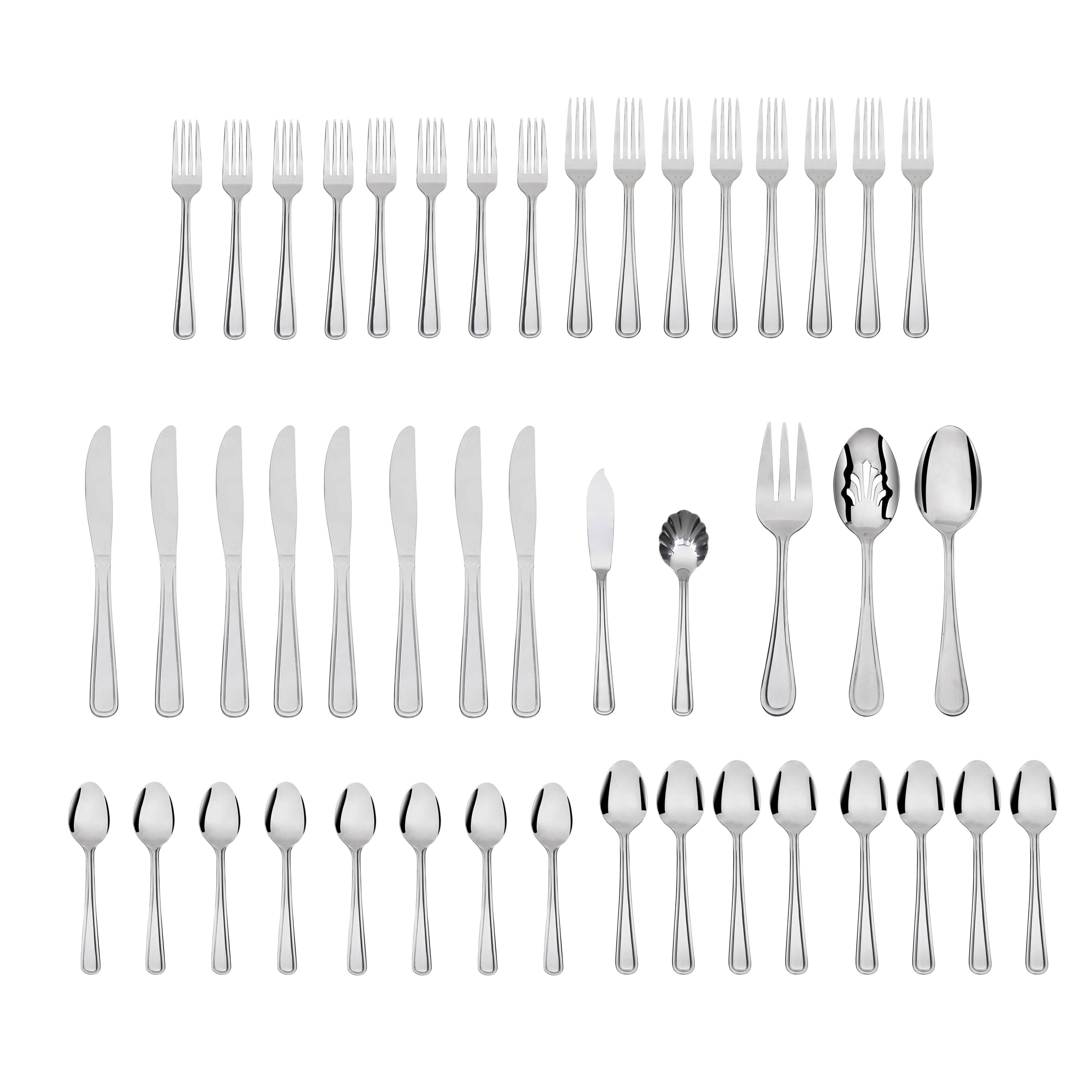 Mainstays Pearson 45 Pice Stainless Steel Flatware Set, Silver Tableware