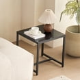 thumbnail image 4 of Hassch Black Glass Side Table with Metal Legs, Multi-Functional End Table for Living Room, Bedroom, Office, or Outdoor Use, Easy to Clean, 17.71"L x 17.71"W x 17.71"H, 4 of 6