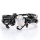 thumbnail image 1 of JeenMata Anillo Nupcial de Piedra Lunar Azul con Diseño de Hoja en Forma de Lágrima de 1 Quilate con Engaste en Garra en Baño de Oro Negro de 18 K sobre Plata, 1 of 6