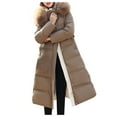 thumbnail image 2 of Uootdi Winter Clothing for Women Winter Warm Long Puffer Jacket with Hood Lightweight Quilted Full Zip Long Sleeve Padded Coat with Pockets Gift, 2 of 4