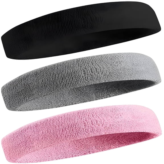 TELOLY 2026 New 3Pack Sweatbands Sports Headband for Men&Women-Moisture Wicking Athletic Cotton Terry Cloth Sweatband for Tennis,Basketball,Running,Gym,Working Out