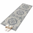 thumbnail image 2 of Runner Rug 2 x 6 Ft, Beige Blue Boho Washable Non-Slip Floor Mat for Kitchen Hallway/Entryway, Medieval Vintage Ethnic Floral Abstract Long Kitchen Runner Area Rugs for Living Room, Low-Profile, 2 of 7