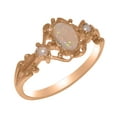 thumbnail image 1 of LBG British Made 10k Rose Gold Natural Opal & Cultured Pearl Womens Anniversary Ring - 33 size options - Size 10, 1 of 8