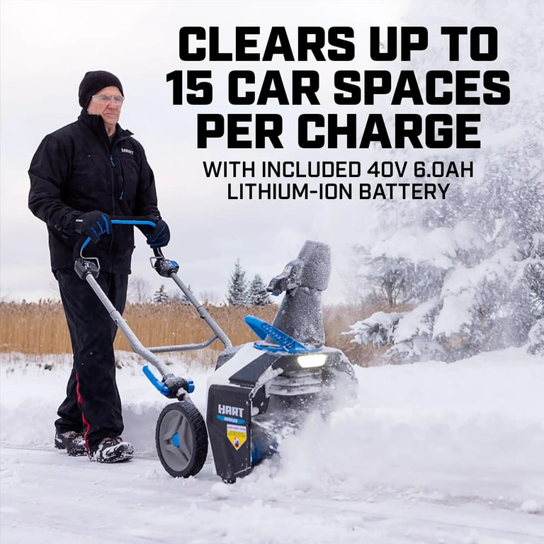 HART 40-Volt 18-inch Battery-Powered Brushless Snow Blower Kit, (1) 6.0Ah  Lithium-Ion Battery
