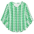 thumbnail image 4 of Sage Green And White Ripple Women's V-Neck Blouse With 3/4 Ruffled Bell Sleeves Casual Top Ladies Blouses, 4 of 7