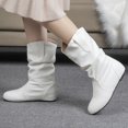 thumbnail image 5 of hopeusnice Womens Low Heel Mid Calf Boots Slouchy Suede Slip On Casual Boots with Side Zipper Comfortable Warm Slip On Non-Slip Fall Winter Boots White 36, 5 of 5