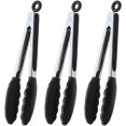thumbnail image 1 of Pinzas de servicio de 9 pulgadas, pinzas de cocina con puntas de silicona, juego de 3 (negras) Negras, 1 of 7