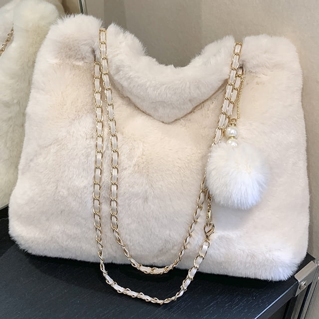 Bolso cruzado mullido para mujer, bolso de felpa de piel sintética, bolso de viaje de moda para mujer
