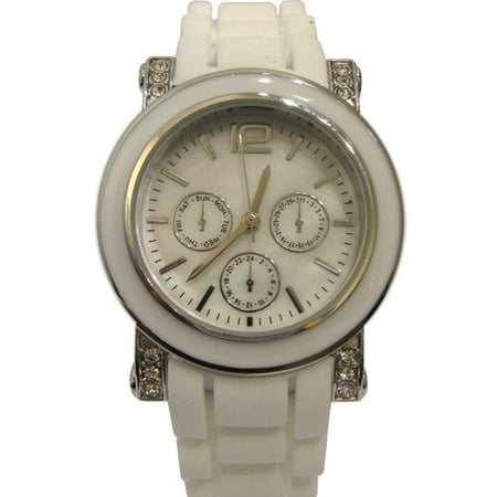Womens Cas/drs White 3-eye Round