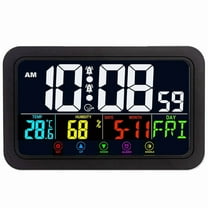 Digital Wall Clock, Digital Clock Battery Operated,8 Inch Desk Clock with Temperature Humidity Day Date Black,1 x Alarm clock,Black
