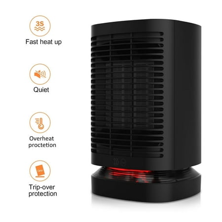 ZEDWELL Small Space Heater, 950W PTC Ceramic Mini Heater with Tip-Over and Overheat Protection, Safety for Office Home - 2 Yrs