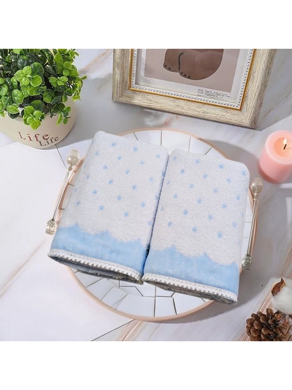 Embroidered Blue Lilac Flower Towel Set,2 pc,14"x28" Cotton Soft and Sweat Absorbing Towels for Gym and Swimming Pool(2 Hand Towels)