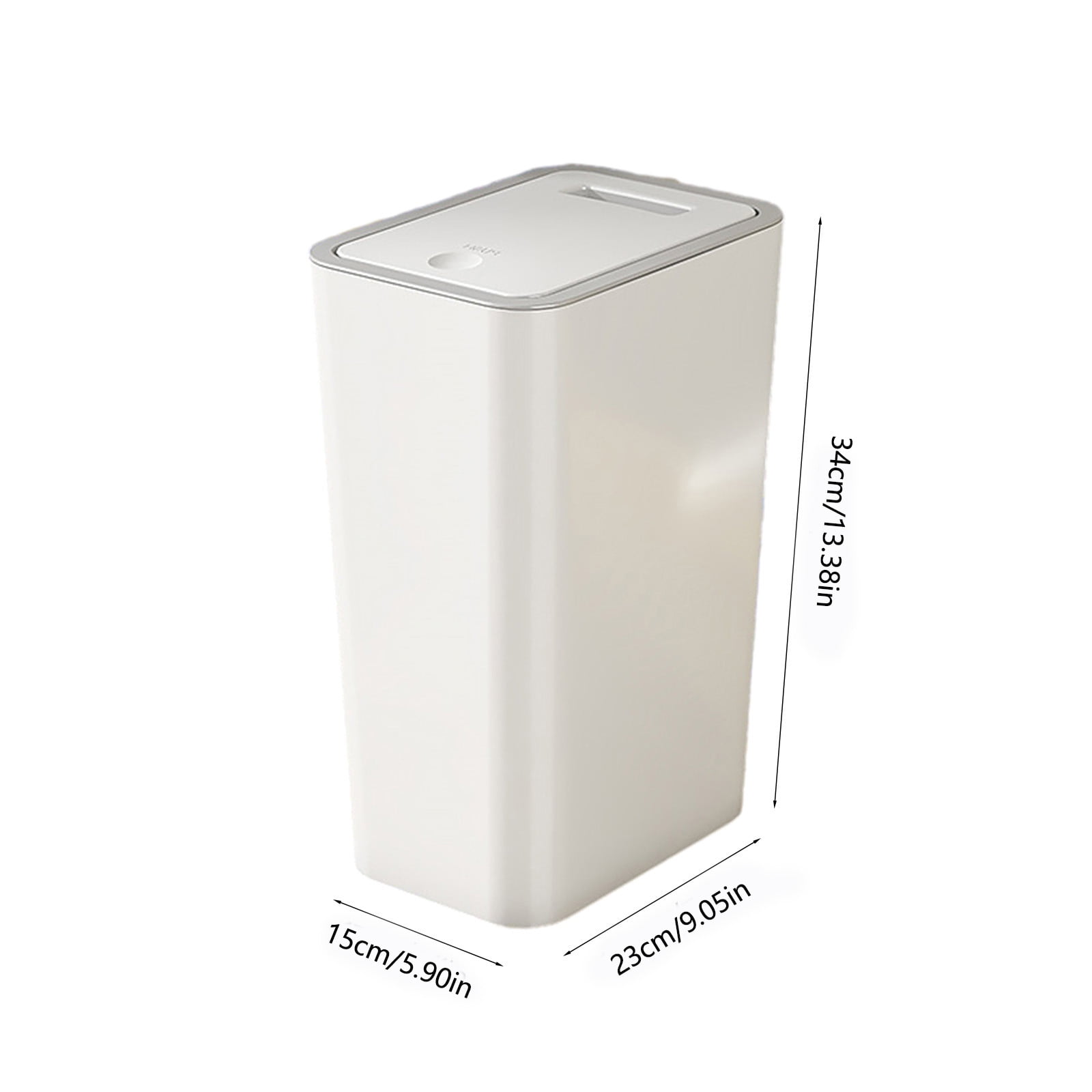XEOVHV Bathroom Trash Can with Lid, 4.0 Gallon / 15 Liter Small Garbage Can with Press Top Lid, Plastic Wastebasket with Pop-up Lid for Toilet, Office, Bedroom, Living Room, White