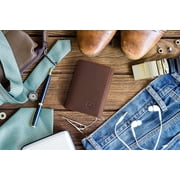 محفظة جلدية Trifold وضع الشبح للرجال مع حجب RFID (بني)