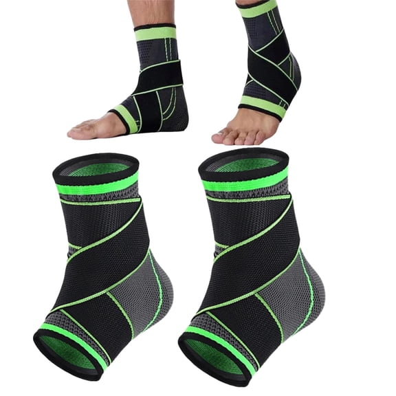 Recover Ankle Sleeve,Ankle Brace Foot & Heel Wrap,Adjustable Ankles Compression Sleeve,for Kids, Youth & Teens, Ideal for Sports & Outdoor Activities(2PCS-Green, XL)