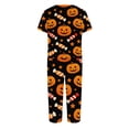 thumbnail image 5 of Women's Halloween Lounge Set Short Sleeve Round Neck Top and Capri Pants with Pockets Ghost Print Breathable Soft Pajama Set Casual Sportswear for Daily Wear Black L, 5 of 6
