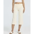 thumbnail image 2 of Real Essentials 3 Pack: Women's Ribbed Foldover Wide Leg Loose Capri Open Bottom Yoga Lounge Pants (Available in Plus), 2 of 5