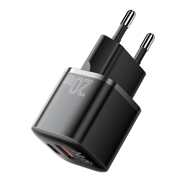 Fuente de alimentación segura de carga rápida PD para teléfonos iPhone Huawei (enchufe negro de la UE)