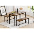 thumbnail image 3 of PUKNLY Dining Furniture Set, Bar Table with 2 Dining Benches for 4 People, Kitchen Table Counter with Chairs, Industrial for Kitchen Breakfast Table Living Room Party Room,Rustic Brown, 3 of 15