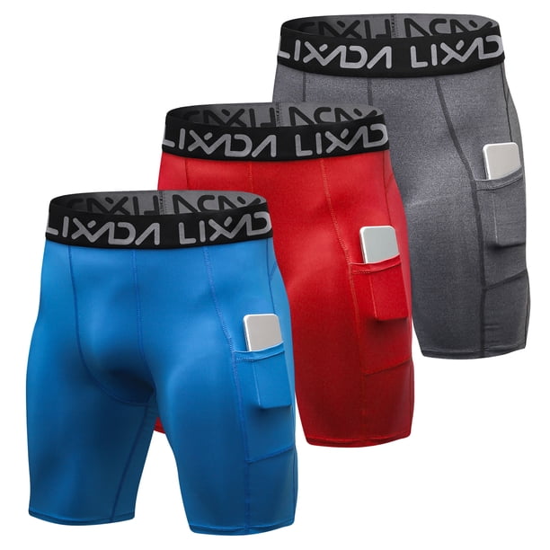 Lixada Pack de 3 pantalones cortos deportivos para hombre, ropa interior de entrenamiento activo con