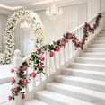 thumbnail image 6 of Hovilon 6ft Artificial Simulated Rose Vine - 21-Head Faux Rose Garland with Realistic Flowers, Flexible Green Floral Vine for Wedding Backdrop Wall, Arch, Mantel, and Home Party Decoration (Red), 6 of 6