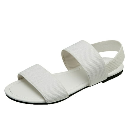 

PEASKJP Womens Sandals Wide Width Womens Hanni Flat Gladiator Sandal Caged Multi-Strap Design Medium and Wide Width (White 7)