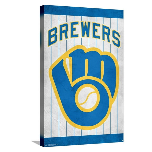 MLB Milwaukee Brewers - Retro Logo Canvas Wall Poster, 14.725" x 22.375"