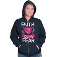 thumbnail image 4 of Faith Over Fear Breast Cancer Ribbon Womens Plus Size Graphic Zipper Hoodie Brisco Brands 4X, 4 of 5