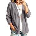 thumbnail image 2 of Dwellite Cotton Linen Cardigan for Women Lightweight V Neck Classic Button Front Breathable Stretch Relaxed Fit Casual Light Gray L, 2 of 6