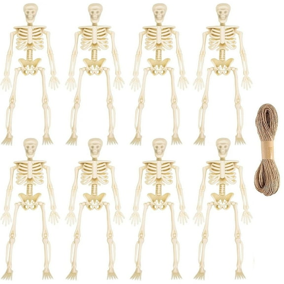 MOQIN 8PCS Skeletons Halloween Decorations 6 Inch Small Skeletons Figurines Mini Skeletons for Halloween Decor Indoor OutdoorGraveyard DecorationsHaunted House Accessories Party Favors